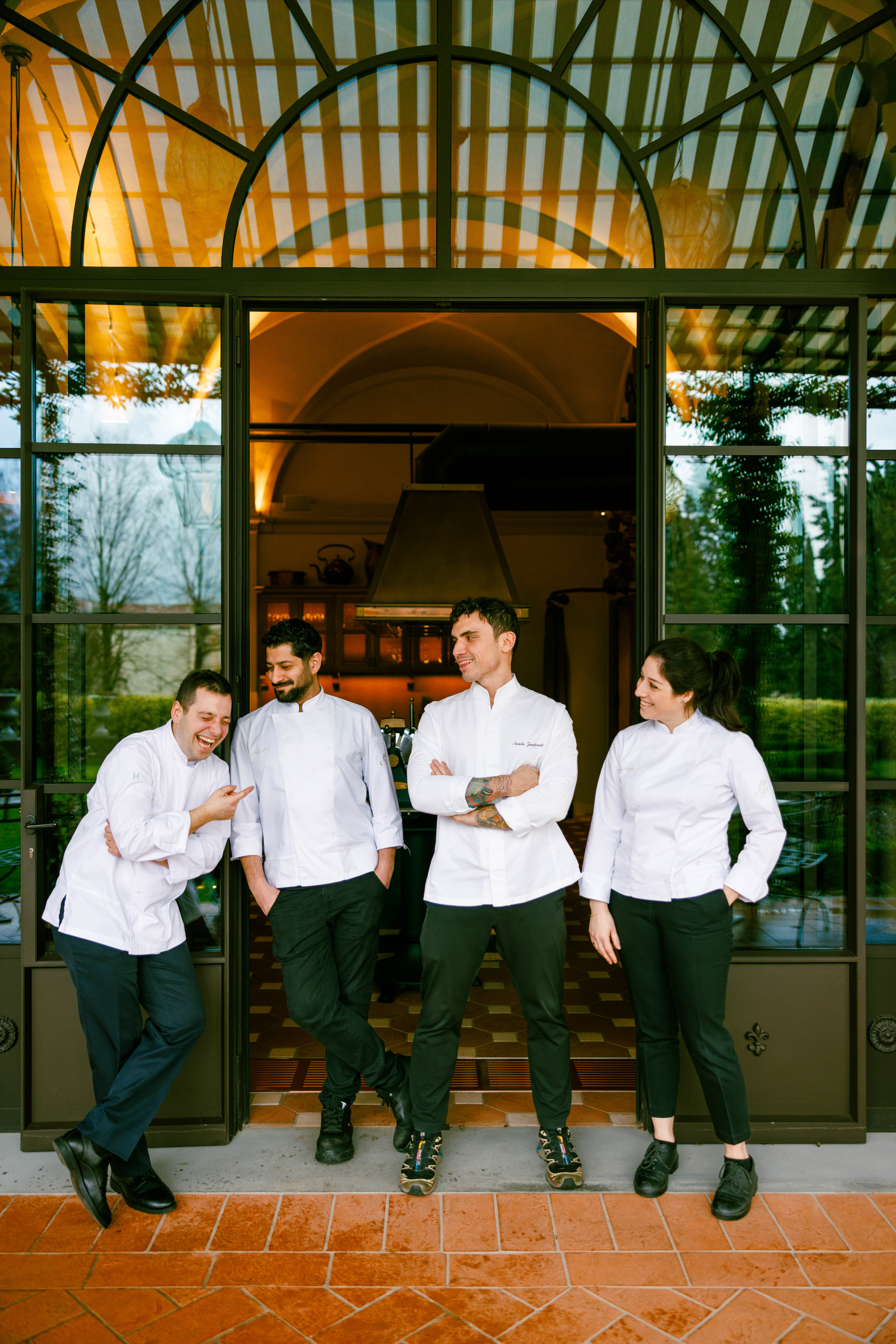 Nicola Zamperetti and his kitchentbrigade at Collegio alla Querce, Florence